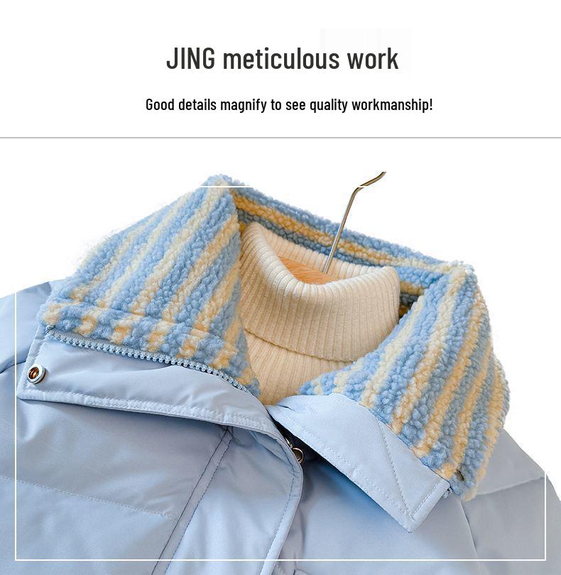 Women's Short Down Cotton Coat: Lamb Wool Loose Winter Jacket, Korean Style Thick Spandex Bread Coat