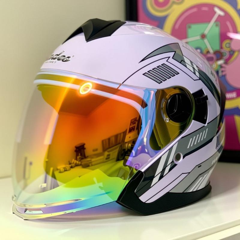 Unisex Motorcycle Helmet with Dual Lens Half Helmet Warm Three-Quarter Motorcycle Racing Style Scooter Helmet for All Seasons
