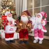 Dekoracja świąteczna lalka Mikołaja 12-calowy pluszowy stojący Mikołaj trzymający prezenty figurka artykuły na imprezę świąteczną do domu biurko półka na książki parapet