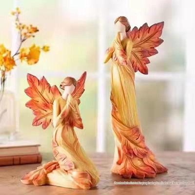 Autumn Maple Leaf Angel Resin Figurine Ornament