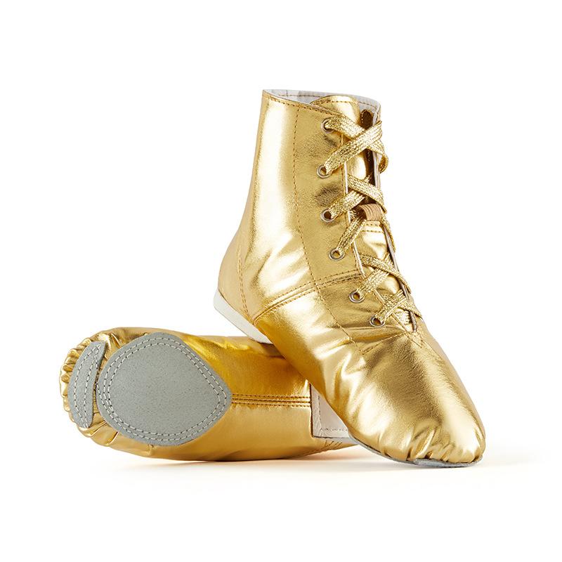 Scarpe Jazz Ballet Alte Scarpe Yoga Scarpe da Ginnastica Pelle PU Oro Argento Stivali da Ballo Donna Interno