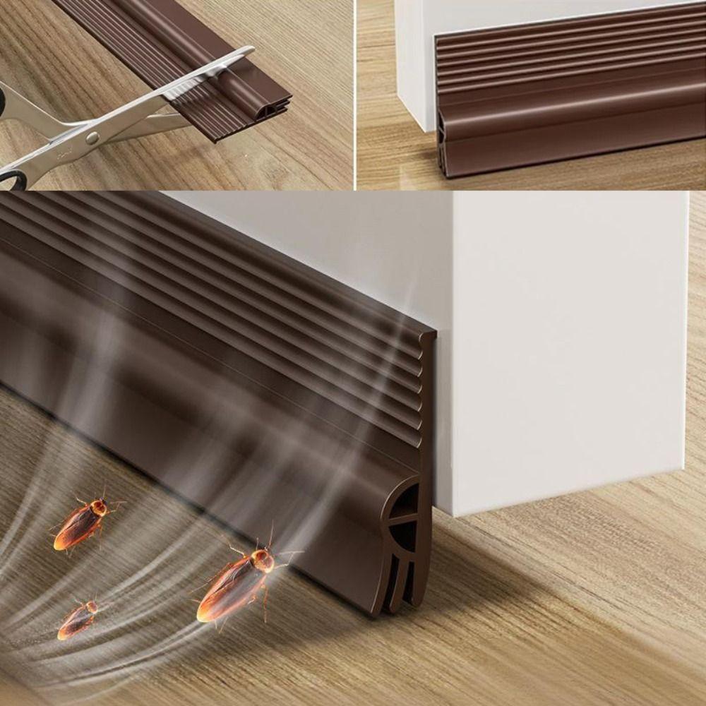 28/50mm Height Door Bottom Weatherstripping Dustproof Insectproof Door Draft Stopper Self-Adhesive Triple-Thickening