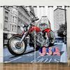3D Cool Motorcycle Mountain Dirt Bike Curtain 2 Panelss Motorcycle Enthusiast Room Bedroom Area Living Space Curtain
