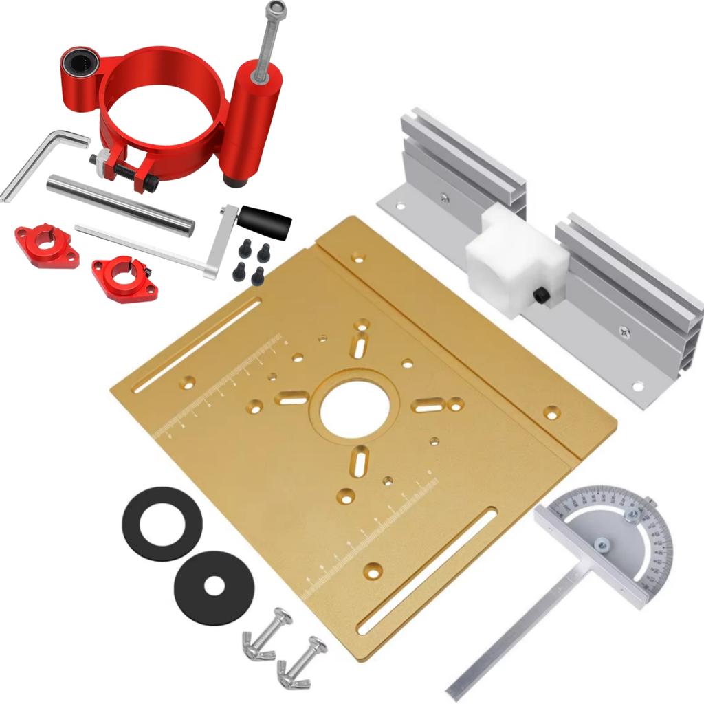 Adjustable Router Lift for Woodworking Universal Trimming Machine, Trimming Woodworking Lifting Table Router Insert Plate Kit