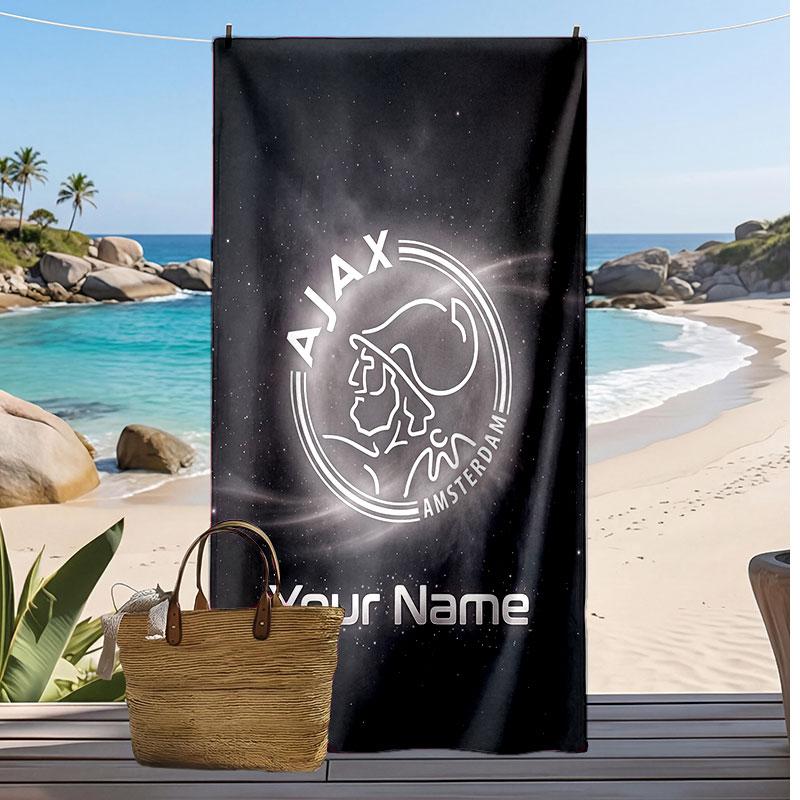 Ajax Amsterdam Personalisiertes Bedrucktes Strandtuch Fußballlogo Unterstützung Benutzerdefinierter Name Text Saugfähiges Handtuch Für Sport Reisen Besonderes Geschenk