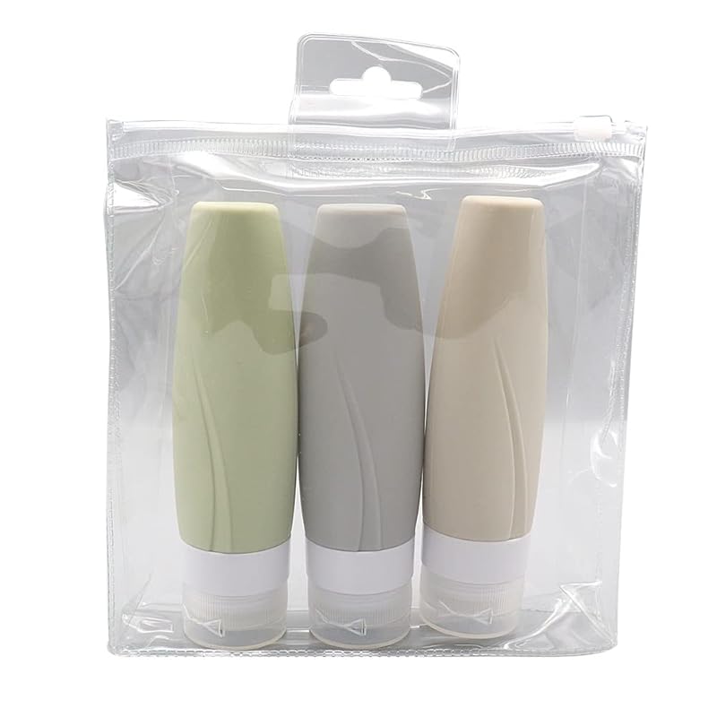 

refill bottle set of 3 With transparent pouch Made of silicone Preventing liquid leakage trip business trip sauna spa 90ml Compatible with