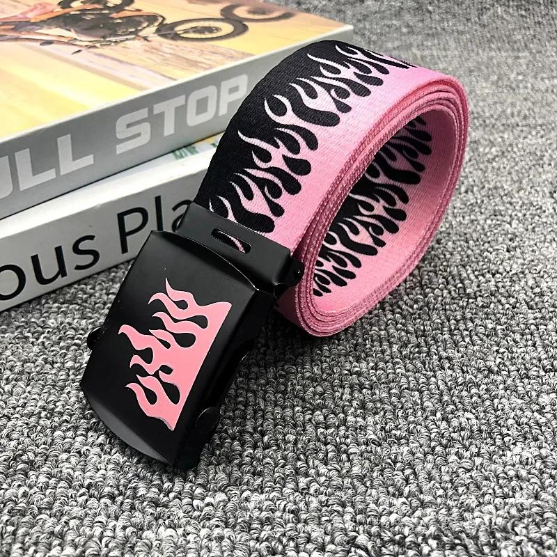 Fashion Flame Belts Unisex Hip-hop Style Belts 125cm Colorful Canvas Webbing Casual Belts Apparel Accessories