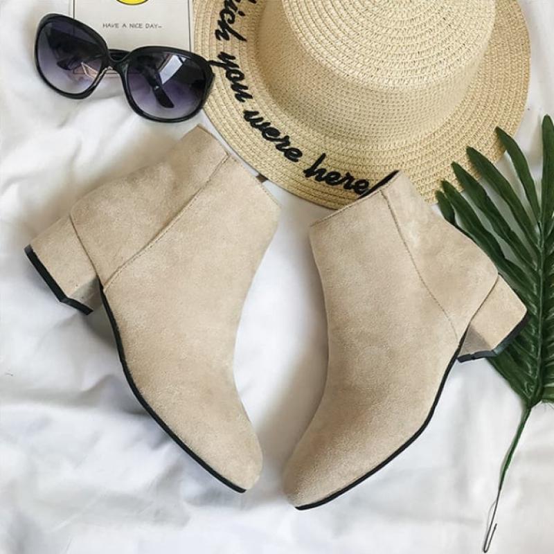 Shop   Women Suede Ankle Boots Mid Heel Chelsea Boots Wdms Wse Ts10364673