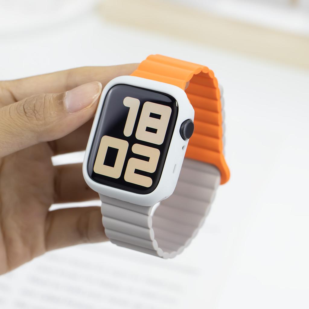 Silikonarmband + Hülle für Apple Watch Armband Ultra 2 49mm 44mm 45mm 42 40mm 38 41mm Damenarmband für iWatch 9 7 8 6 5 4 SE Armband