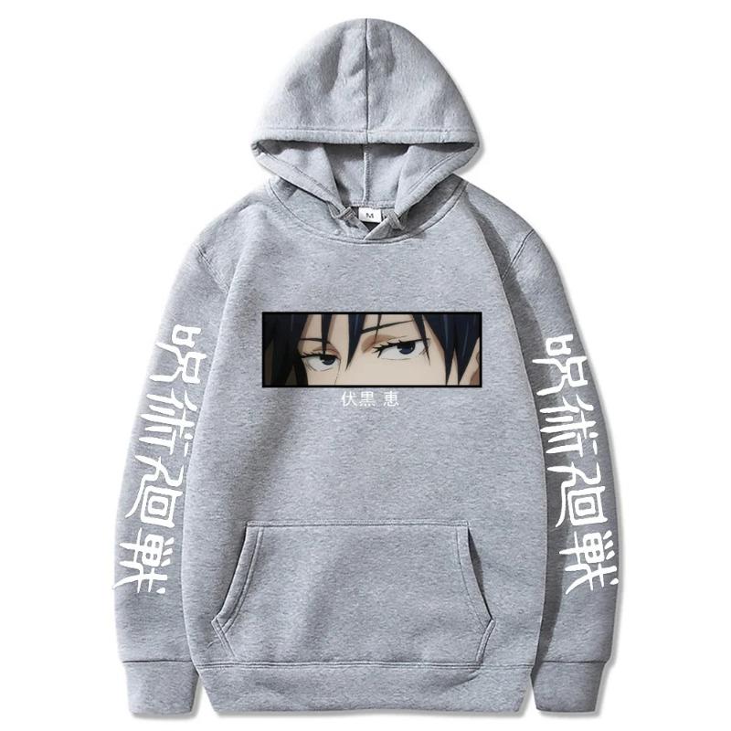 Felpa con Cappuccio con Stampa Grafica Fushiguro Megumi Jujutsu Kaisen Anime Pullover Felpe Manga Autunno Pile Harajuku Felpa Unisex