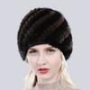 Women Winter Hand Knitted Genuine Mink Fur Hat Natural Warm Good Elasticity Fur Cap Russia Lady Quality Real Mink Fur Hats