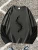 Men's Long Sleeve T-Shirts with Gothic Centipede Printed - High Street Color-Block Fake Two-Piece Casual Loose Y2K Goth Shirt Emo Tee Tops Streetwear