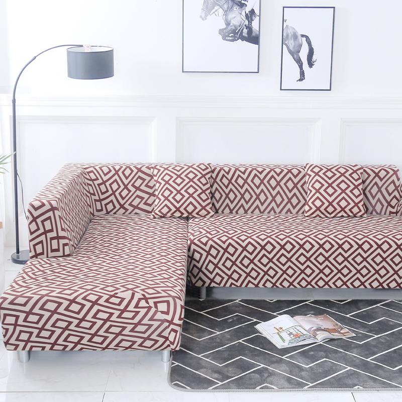Geometrické rohové potahy na pohovku do obývacího pokoje Elastické potahy z spandexu Potah na pohovku Natahovací ručník na pohovku Tvar L Potřeba Koupit 2 kusy