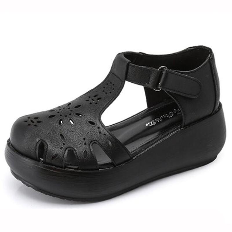 Fashion GKTINOO Women's Sandals Genuine Leather Platform Sandal 2025 Summer Thick Sole High Heels Ladies Sandal Summer Shoes For Women