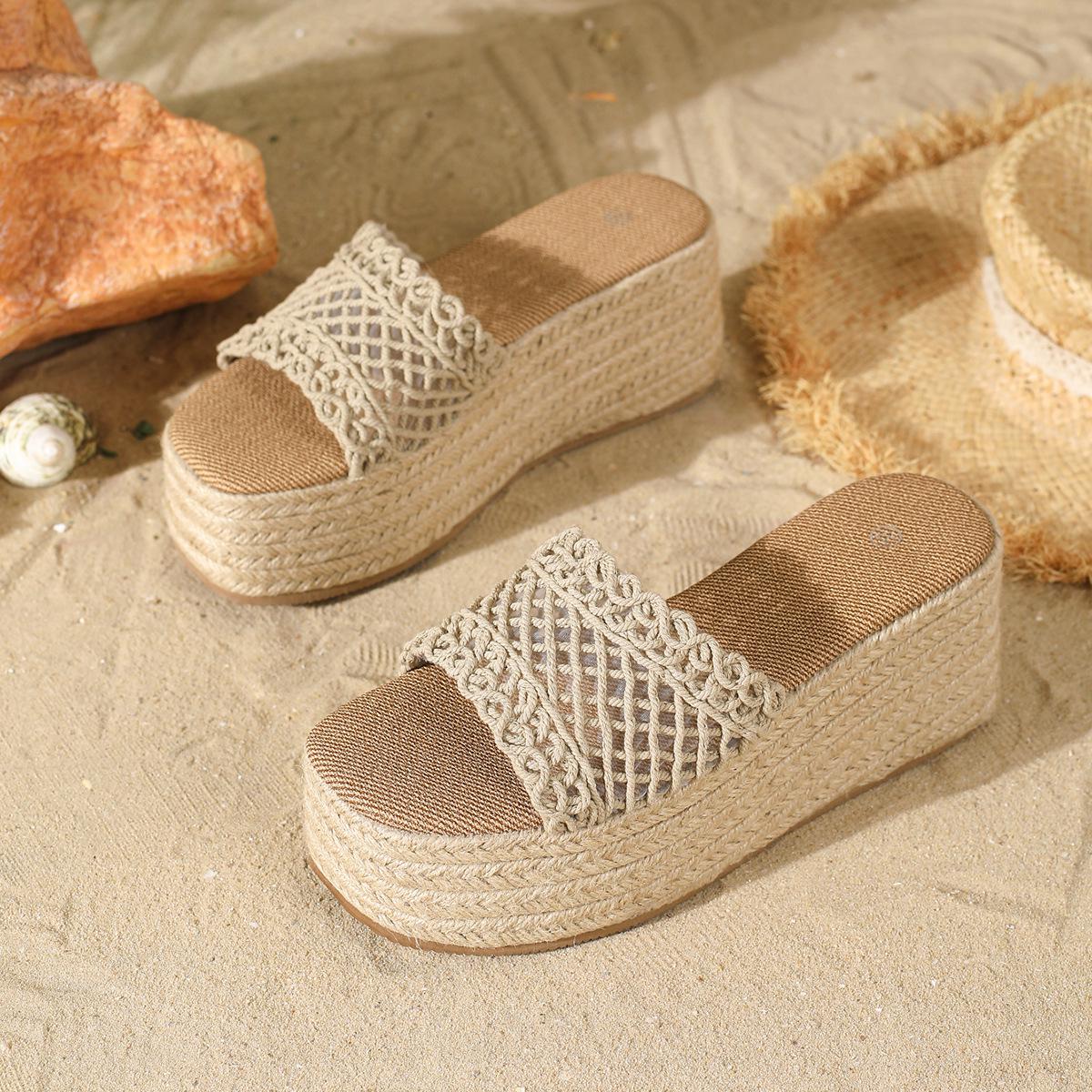 Women s Height-Boosting Wedge Sandals: Chic, Thick-Soled Summer Style, Trendy 2026 Design, Perfect for Outdoor Fashion. 39