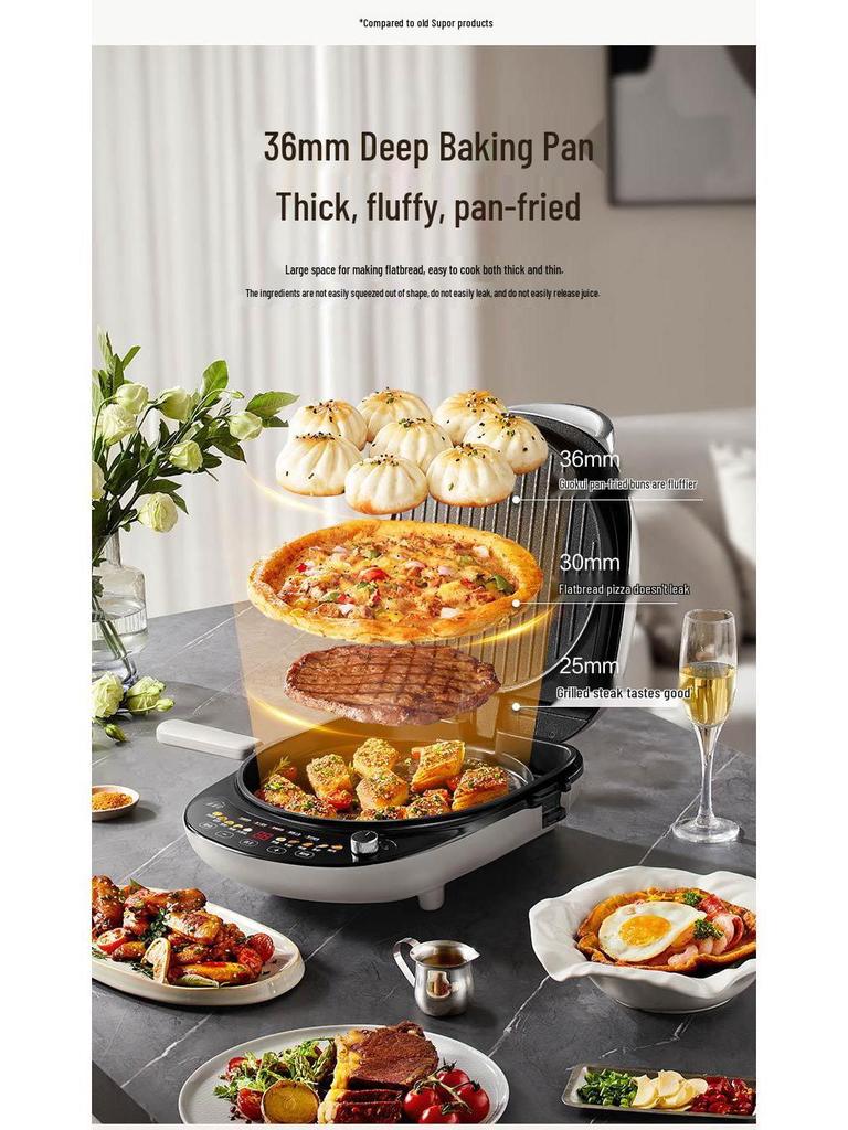 Supor Multi-Functional Ceramic Electric Griddle with Detachable Washable Deep Pan