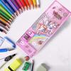 RSINC Double Compartment Glitter Star Flowing Pencil Box, Magnetic Pencil Box | Button Enabled Storages and Sharpener for Kids Unicor Plastic Pink | V