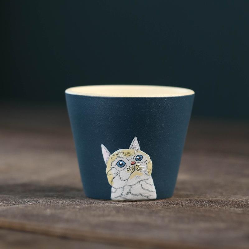 60 мл Исинская Цзыша Милая Кошка Расписная Глиняная Двухцветная Чайная Чашка Роскошная Чайная Пиала Чашка Для Чая Дегустации Чая Личная Чашка Цзяньчжань Мастерская Чашка