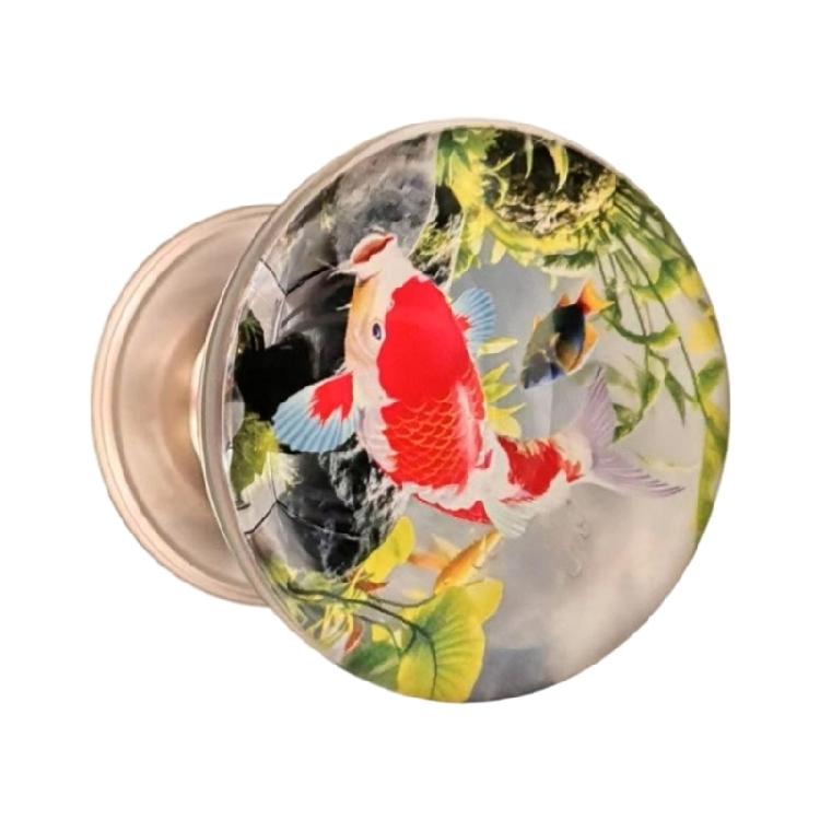 Decorative Orb Door Handle with Clear Resin Art Work Metal Ergonomic Shape Hassle Easy Installation for House