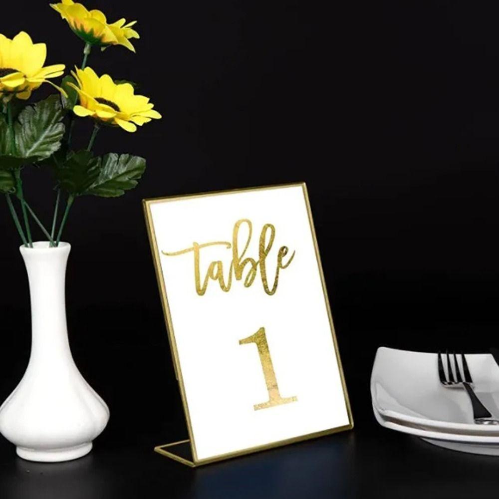 

Gold Frames Golden Acrylic Sign Holders Transparent Table Menu Stands Anniversary Celebration
