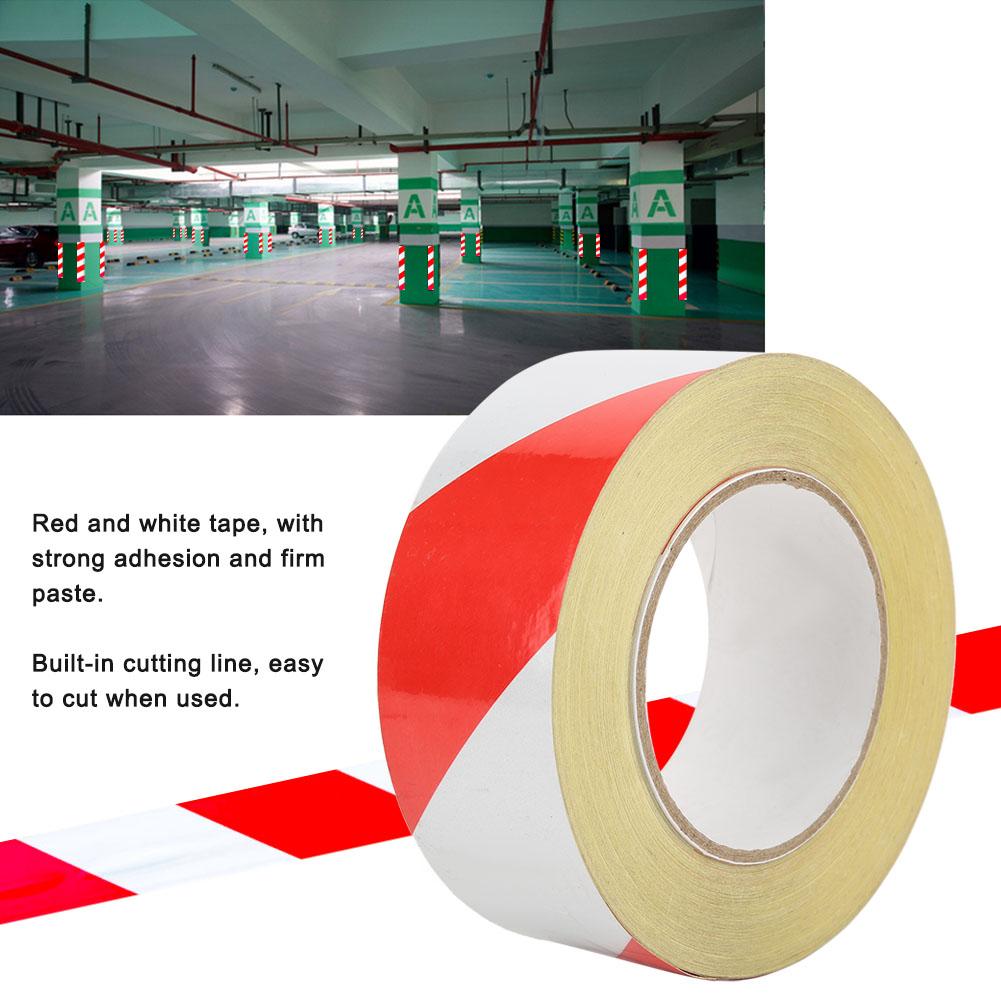 Rød Hvit Sikkerhetsreflekterende PVC-tape Varselklistremerke Markering Selvklebende tape 50mm x 46m