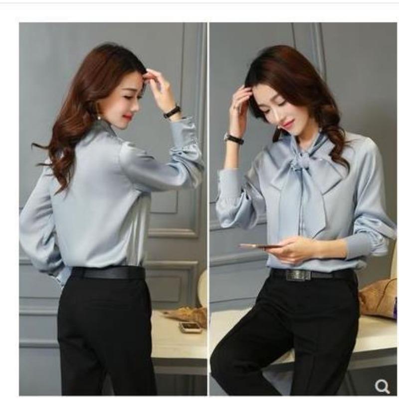 

YYFS женские модные повседневные весенне-осенние однотонные блузки и рубашки с длинными рукавами с принтом XXXXL синий