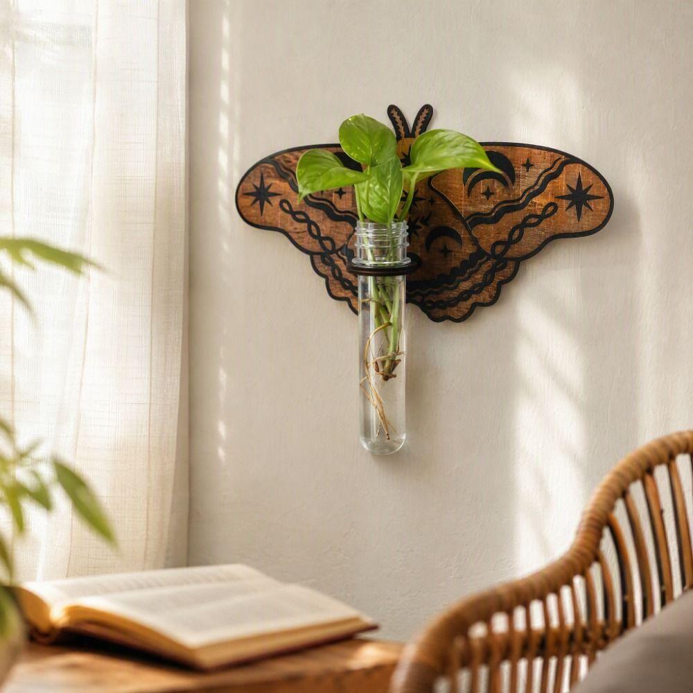 Wooden Hydroponic Planter Shelf Vase Wall Decoration Wall Shelf Flower Pot Indoor Plants