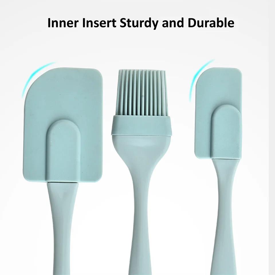 Homatter 3PCS/Set Cream Scraper DIY Bread Cake Butter Spatula Mixer Oil Brush Kitchen Baking Tool Silicone Spatula Non-stick