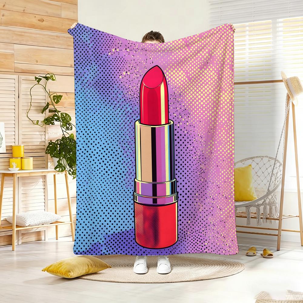 Art P-Pop Art Style Lipstick Beauty Throw Lightweight 240g Flannel Blanket Soft Skin-friendly for Summer Cooling