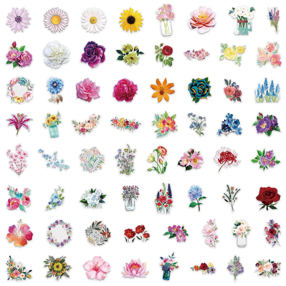 60-Sheet Waterproof Floral Sticker Pack for Journals, Guitars, and Notebooks
