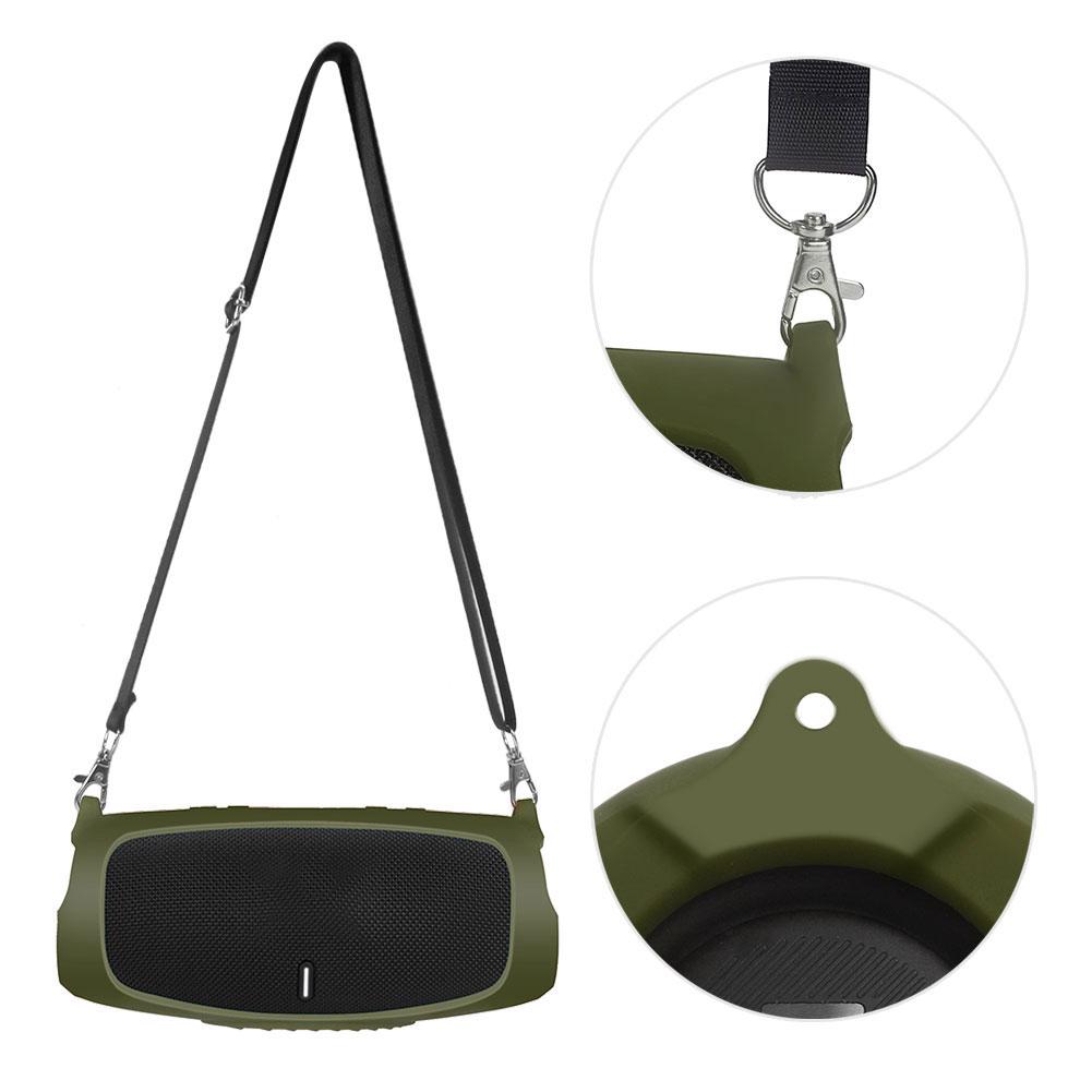 Silicone Case Cover for JBL Charge 5 Bluetooth Speaker, Travel Carrying Protective with Shoulder Strap for JBL Charge 5 Speaker