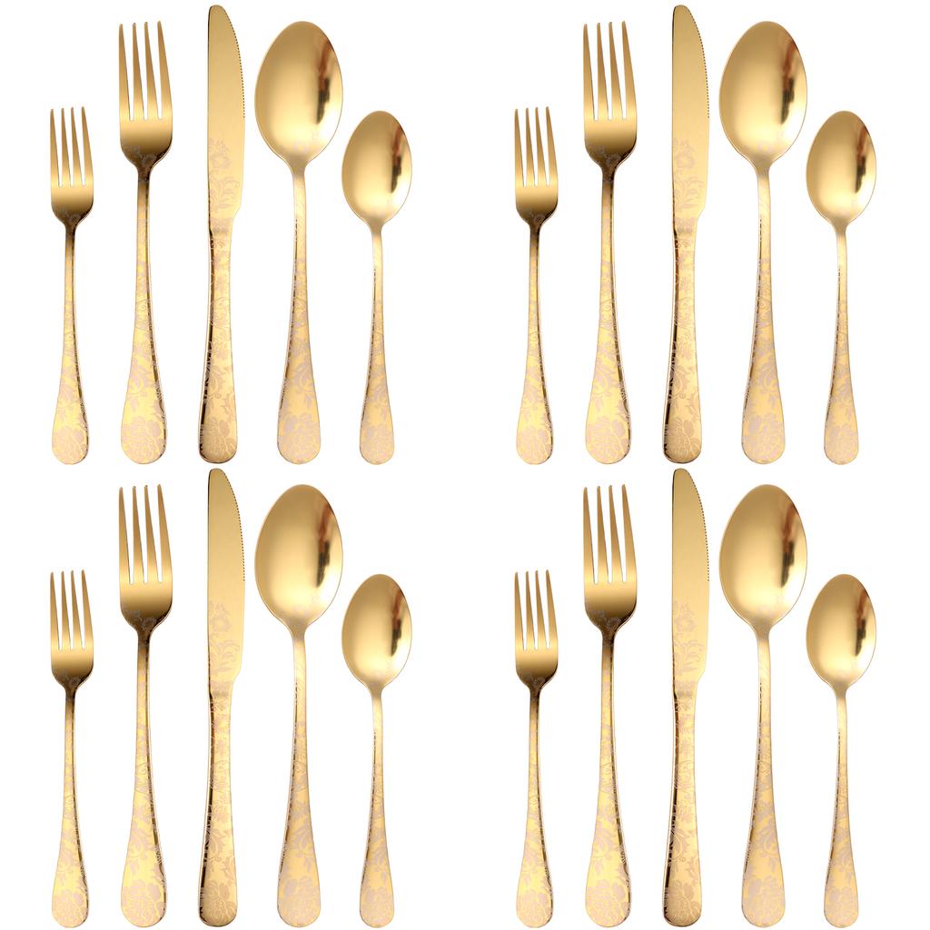 Silbernes Besteckset Edelstahl Geschirr Westliches Luxus Dinner Set Spiegel Elegant Messer Gabel Löffel Besteck für Kinder