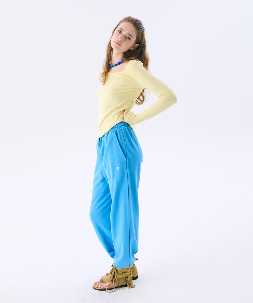 JUNEJUNE SPACE Scoop-Neck Eyelet T_Light Yellow