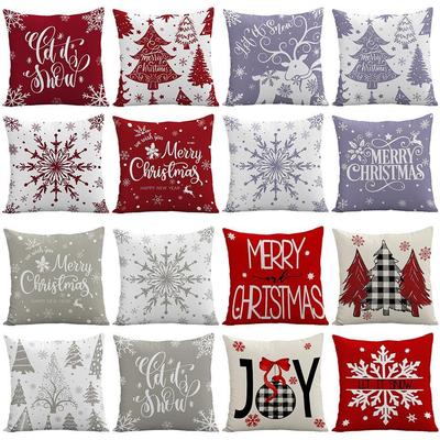 Christmas Polyester Print Pillowcase - Home Sofa Cushion Cover - Living Room Decor