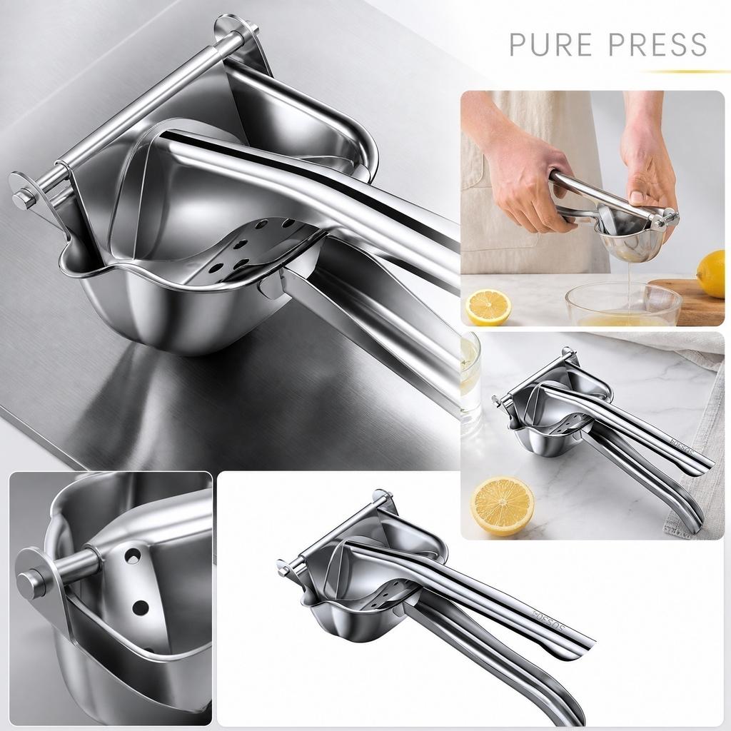 Stainless Manual Juicer, Hand Press Lemon Juicer for Orange , Easy Clean