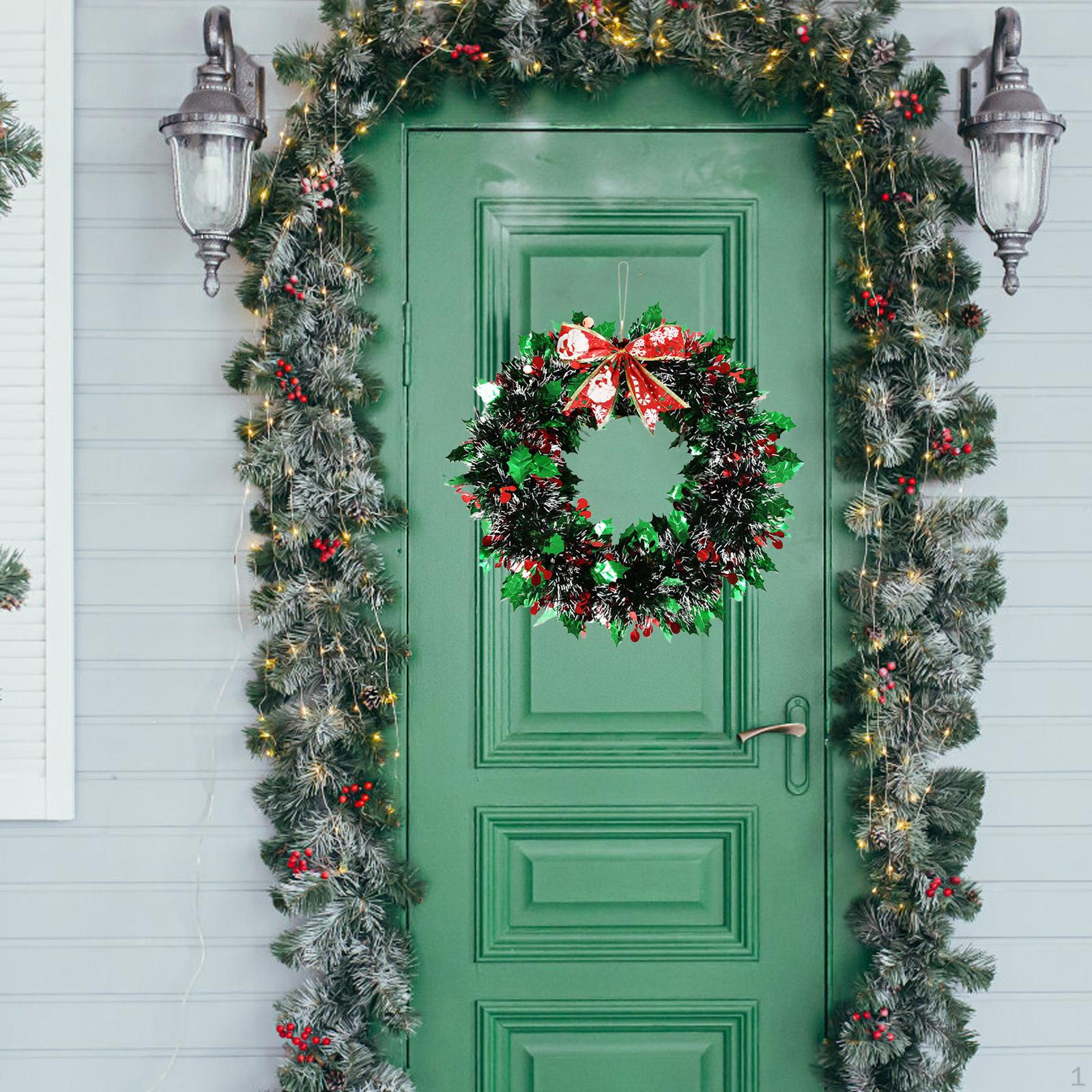 

Искусственный рождественский венок, украшение, круглая настенная подвесная рождественская гирлянда для входной двери Black Green