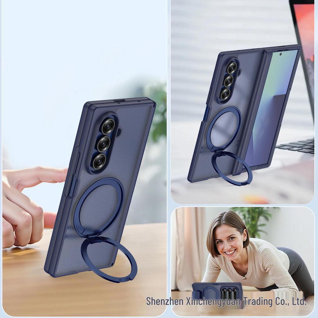 Samsung Z Fold7 Magnetic Shockproof Case with 360° Swivel Stand and Hinge Protection