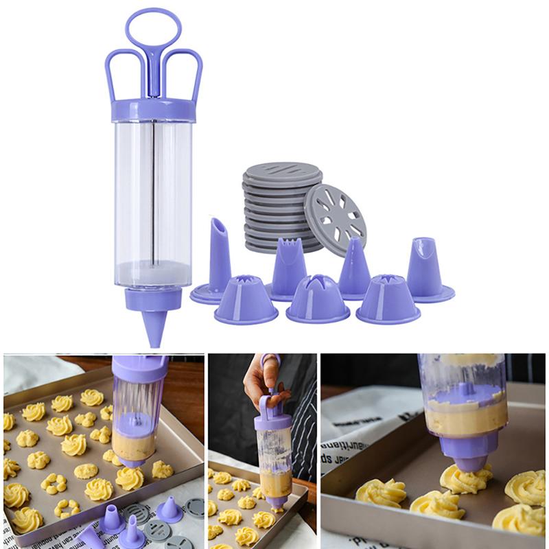 Cookie Press Set With Cake Cream Decorating Syringe Baking Pastry Nozzle