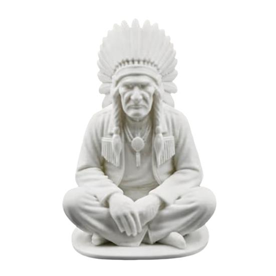 Native American Sculpture, 3D Printed Collectible Decor with Serene Tribal Details, Matte White Statue, Mini Tribal Culture Ornament for белый
