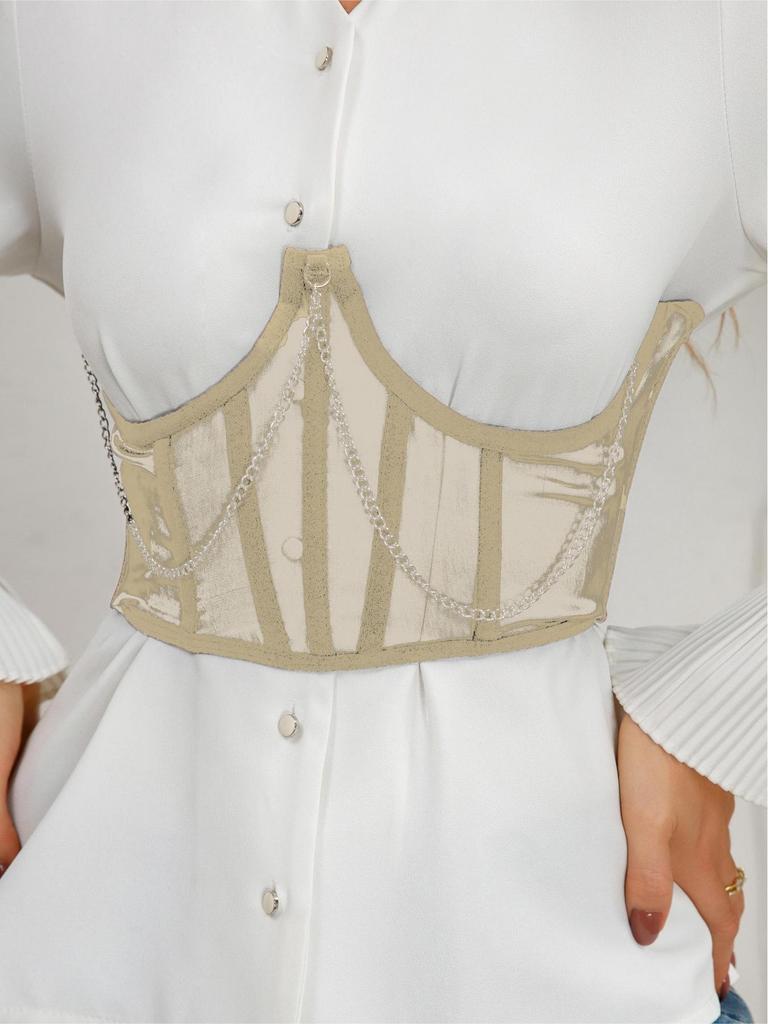 European & American Lace Waist Cincher Corset: Slimming Mesh Vest with Bust Support & Abdominal Shaping.