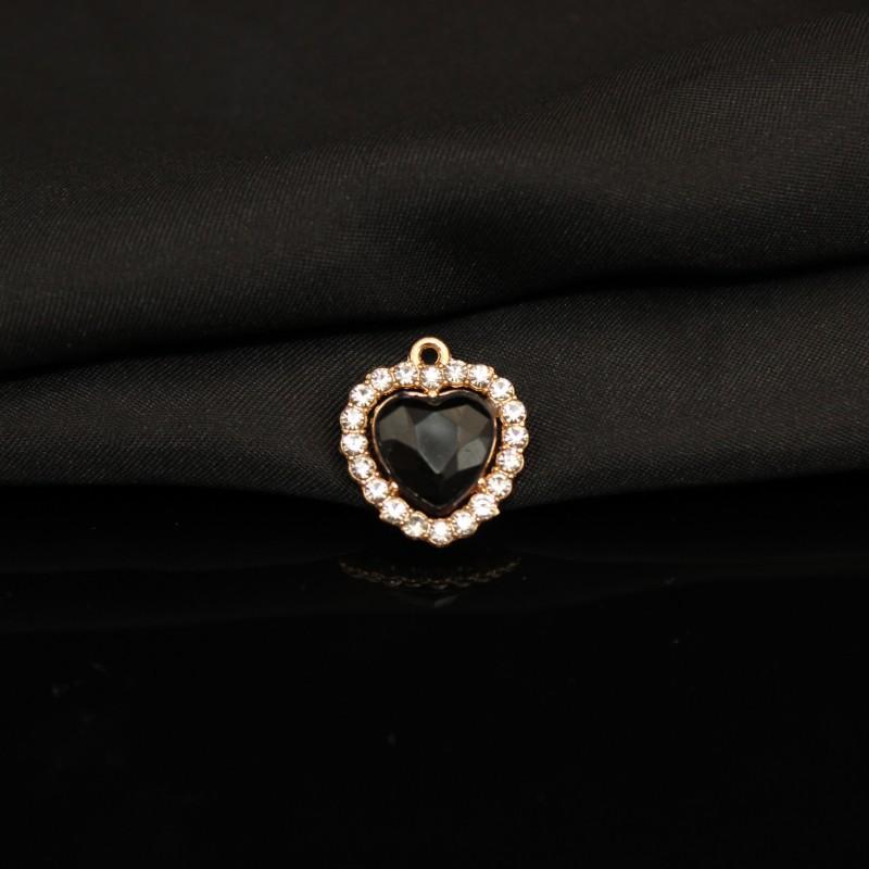 Alloy Diamond Belt Hanging Heart Pendant Color Transparent Necklace Bracelet Accessories Pendant Peach Heart Love Pendant