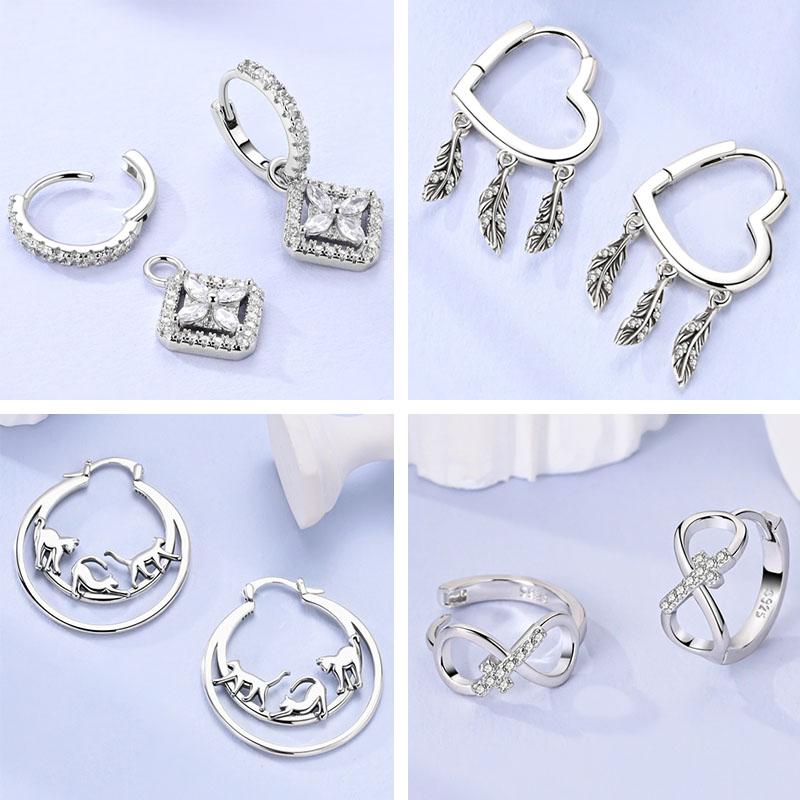 New 925 Silver Hoop Earrings Zircon Irregularity Drop Earring Stud For Original Women Birthday Party Fine Jewelry Gifts
