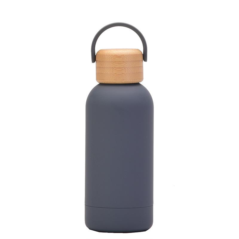 

350Ml Double-Layer Thermos Cup Water Cup Vacuum Portable Outdoor Small Mouth Water Bottle Handle Mini Cup 350ml темно-серого