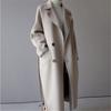 Womens Oversized Wool Blend Coat Winter Medium Length Double Breasted Casual Trench Style