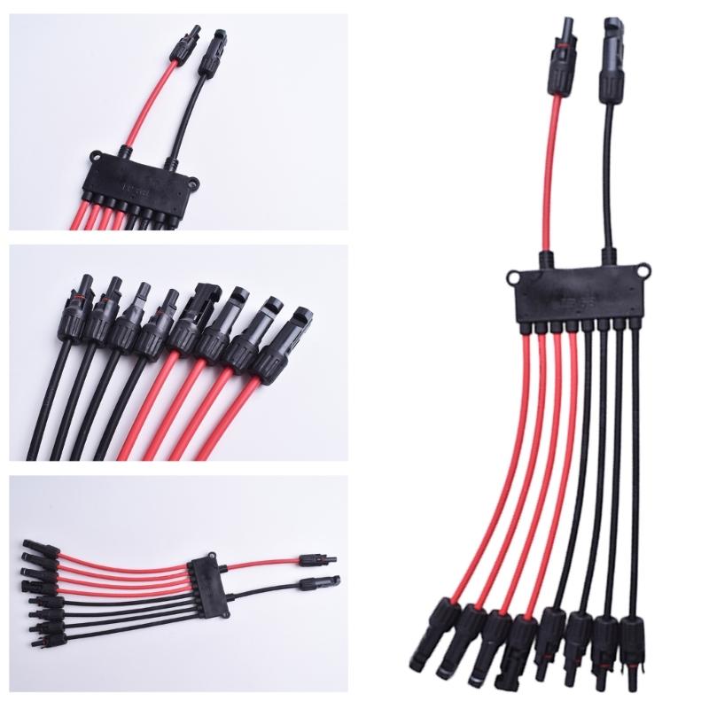 Outdoor Wiring Branch Part for Photovoltaic Cable Extension, Solar Cable Splitter Y Type Cable Joiner with Two Tone Cable Layout Use