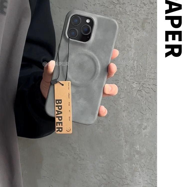 Lambskin Magnetic Semi-Wrapped Couple Phone Case for iPhone 17 Pro Max – Premium Feel iPhone 16