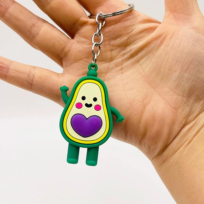 

Creative Cartoon Avocado Keychain Bag Pendant Cute Love Emotions Student Gift Car Key Matching Decorations Bedrooms Desktops фиолетовый