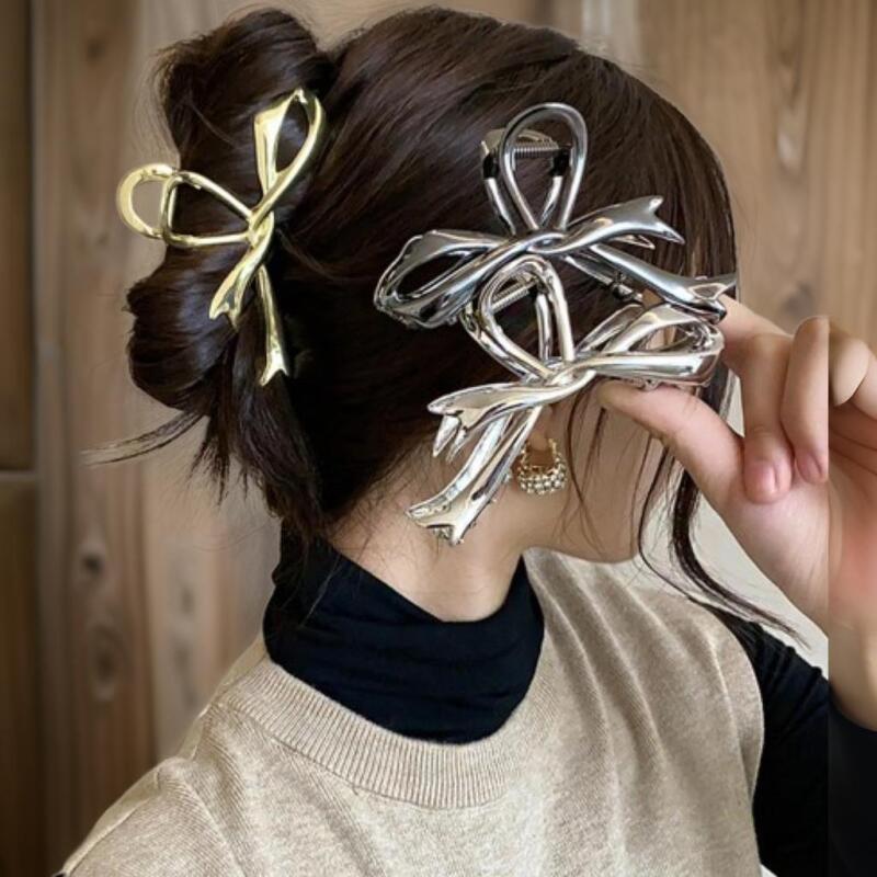 Ribbon Hair Clip Metal Shine Ballet Core Women's Hairpin