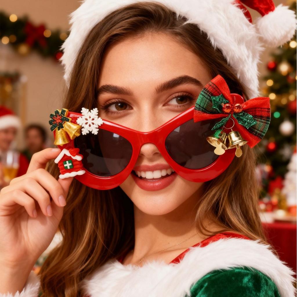 New Christmas limited sunglasses, cat eye large frame round frame YK Christmas personalized sunglasses