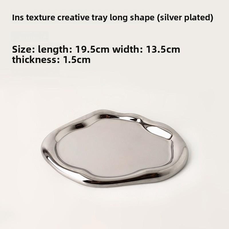 Meier Behanmei Silver Ceramic Tray Jewelry Plate Key Storage Tray Jewelry